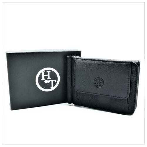 Чоловічий шкіряний гаманець-зажим Weatro 11 х 8 х 2 см Чорний wtro-168-27 фото №6