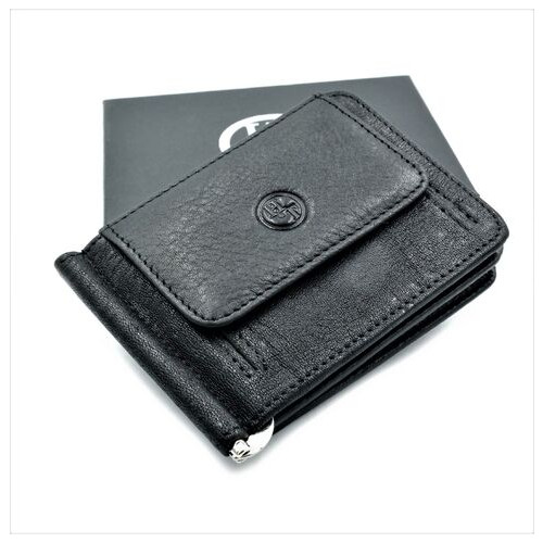 Чоловічий шкіряний гаманець-зажим Weatro 11 х 8 х 2 см Чорний wtro-168-27 фото №2