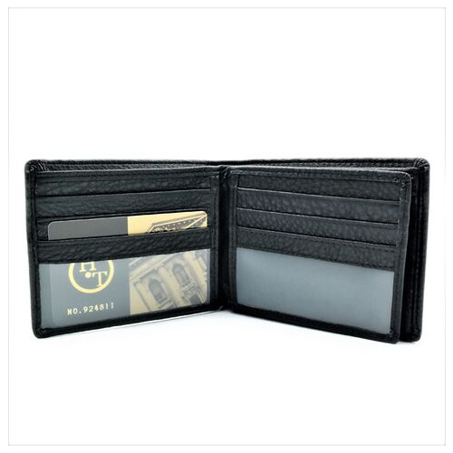 Чоловічий шкіряний гаманець Weatro 11 х 9 х 3 см Чорний wtro-1123 фото №4
