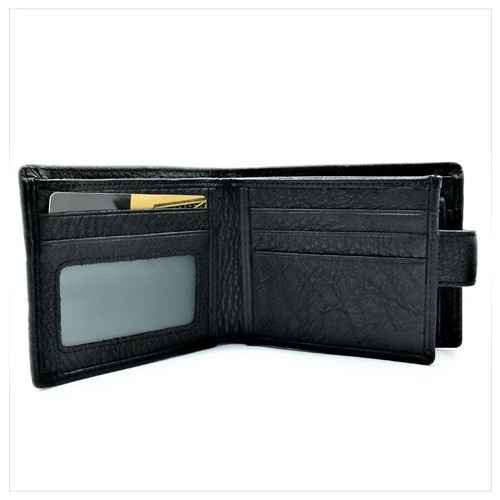 Чоловічий шкіряний гаманець Weatro 11,5 х 9,5 х 3 см Чорний wtro-161-4ND фото №4