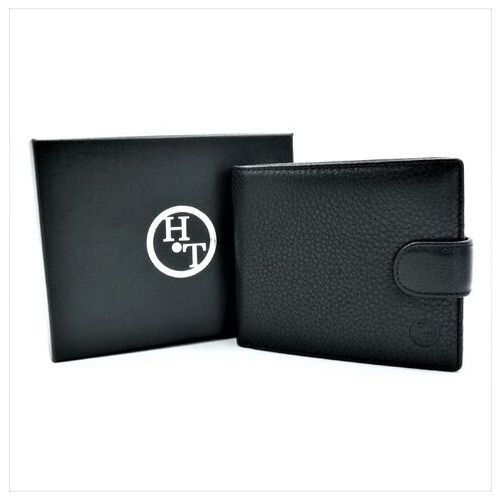 Чоловічий шкіряний гаманець Weatro 12 х 10 х 3 см Чорний wtro-308 фото №5