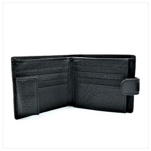 Чоловічий шкіряний гаманець Weatro 12 х 10 х 3 см Чорний wtro-308 фото №3