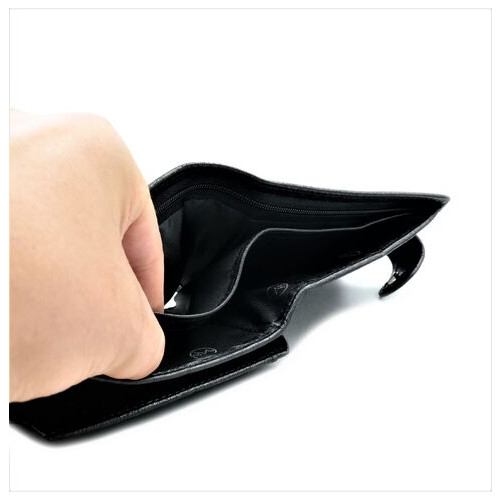 Чоловічий шкіряний гаманець Weatro 12 х 10 х 3 см Чорний wtro-308 фото №4