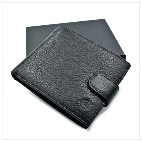 Чоловічий шкіряний гаманець Weatro 12 х 10 х 3 см Чорний wtro-308 фото №1