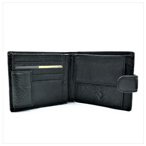 Чоловічий шкіряний гаманець Weatro 12 х 10 х 3 см Чорний wtro-308 фото №2