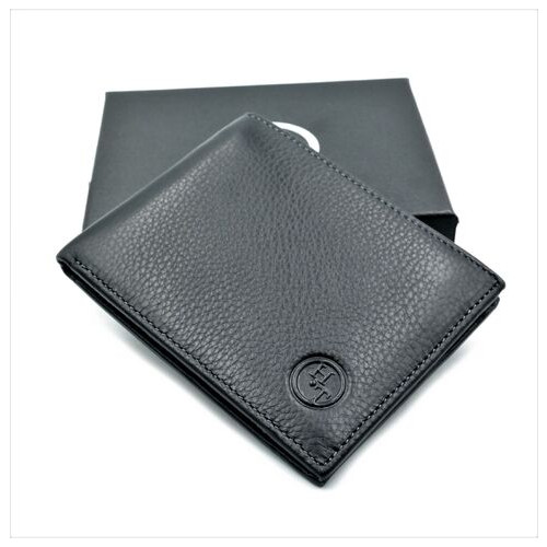 Чоловічий шкіряний гаманець Weatro 12 х 9 х 2 см Чорний wtro-208S фото №1