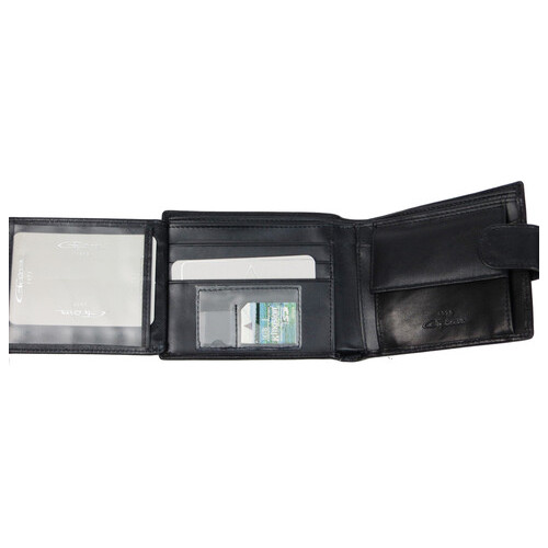 Компактний чоловічий шкіряний гаманець, портмоне Giorgio Ferretti чорний фото №5