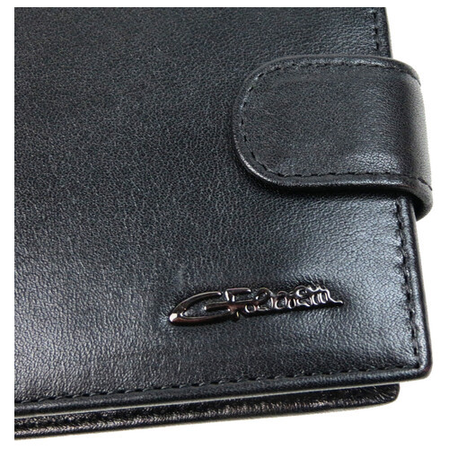 Компактний чоловічий шкіряний гаманець, портмоне Giorgio Ferretti чорний фото №7