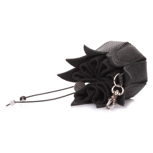 Шкіряна ключниця-квітка Poolparty Чорний (keychain-flower-black) фото №2