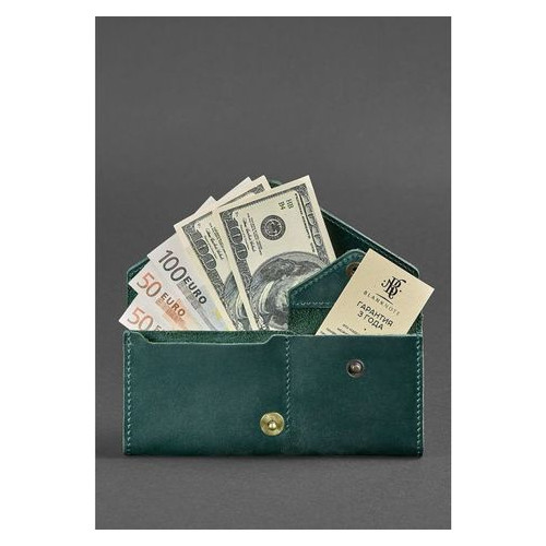 Шкіряний жіночий гаманець Керрі 1.0 зелений Crazy Horse Blank Note BN-W-1-iz фото №2