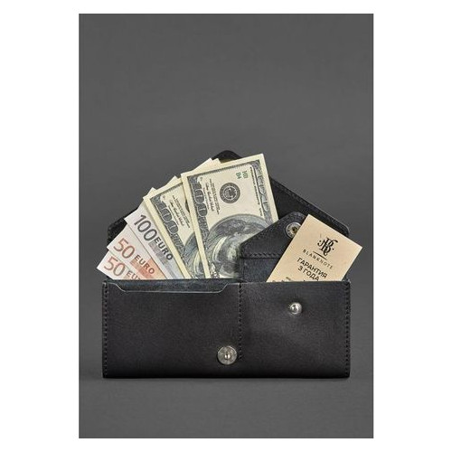 Шкіряний жіночий гаманець Керрі 1.0 чорний Krast Blank Note BN-W-1-g фото №2