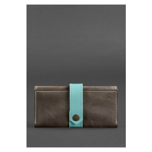 Шкіряне жіноче портмоне 3.0 темно-коричневе з бірюзовим Blank Note BN-PM-3-ot фото №1