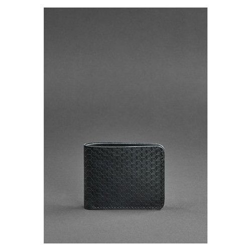 Чоловічий шкіряний портмоне 4.1 (4 кишені) чорний Карбон Blank Note BN-PM-4-1-g-karbon фото №1