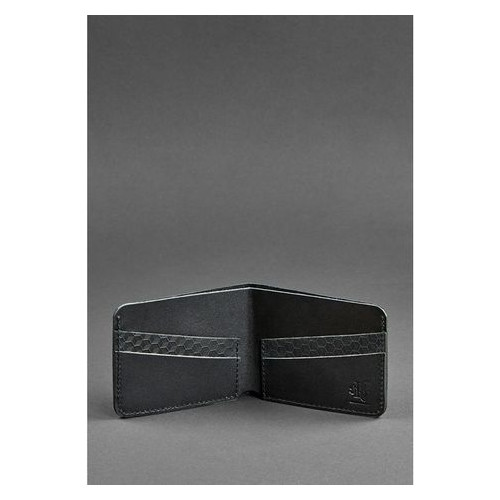 Чоловічий шкіряний портмоне 4.1 (4 кишені) чорний Карбон Blank Note BN-PM-4-1-g-karbon фото №3