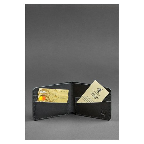Чоловічий шкіряний портмоне 4.1 (4 кишені) чорний Карбон Blank Note BN-PM-4-1-g-karbon фото №2