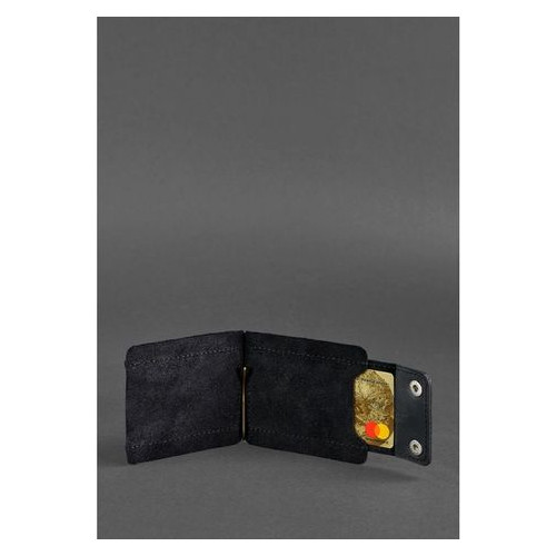 Чоловічий шкіряний чорний портмоне 10.0 затискач для грошей Crazy Horse Blank Note BN-PM-10-g-kr фото №5