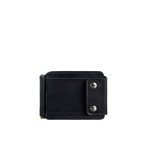 Чоловічий шкіряний чорний портмоне 10.0 затискач для грошей Crazy Horse Blank Note BN-PM-10-g-kr фото №8