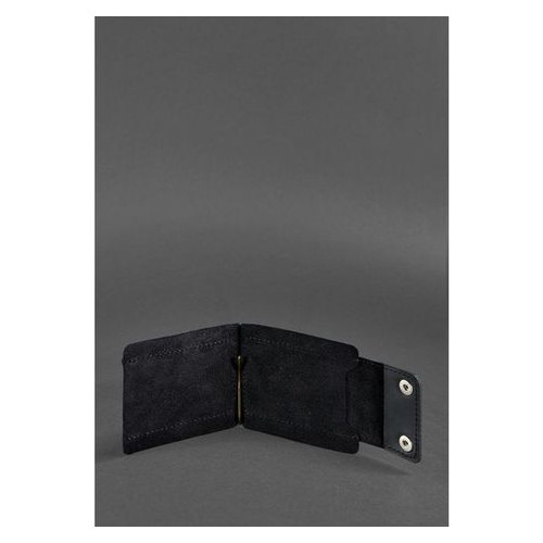 Чоловічий шкіряний чорний портмоне 10.0 затискач для грошей Crazy Horse Blank Note BN-PM-10-g-kr фото №3