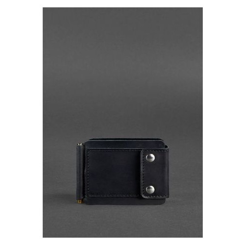 Чоловічий шкіряний чорний портмоне 10.0 затискач для грошей Crazy Horse Blank Note BN-PM-10-g-kr фото №1