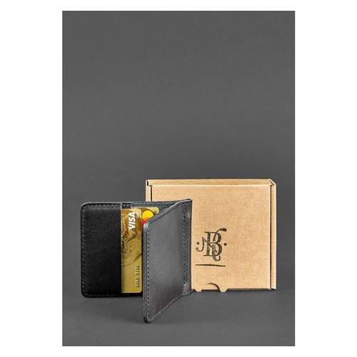 Чоловічий шкіряний чорний портмоне Краст 1.0 затискач для грошей Blank Note BN-PM-1-g фото №4