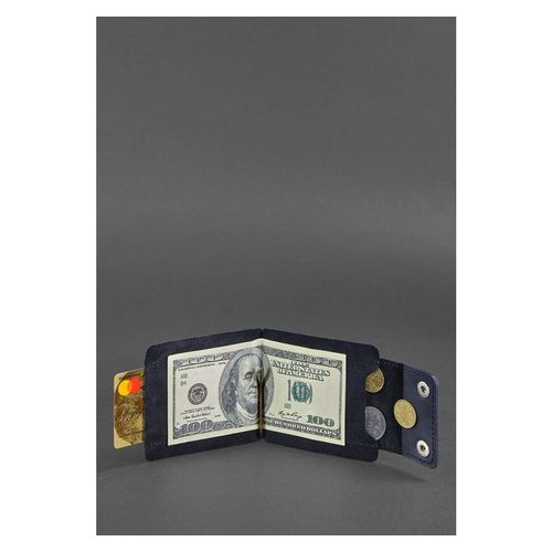 Чоловічий портмоне Blank Note Crazy Horse 10.0 затискач для грошей синій (BN-PM-10-nn) фото №3
