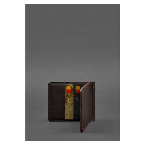 Чоловічий шкіряний портмоне коричневий 1.0 затискач для грошей BlankNote (BN-PM-1-choko) фото №4