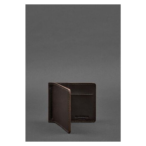 Чоловічий шкіряний портмоне коричневий 1.0 затискач для грошей BlankNote (BN-PM-1-choko) фото №2