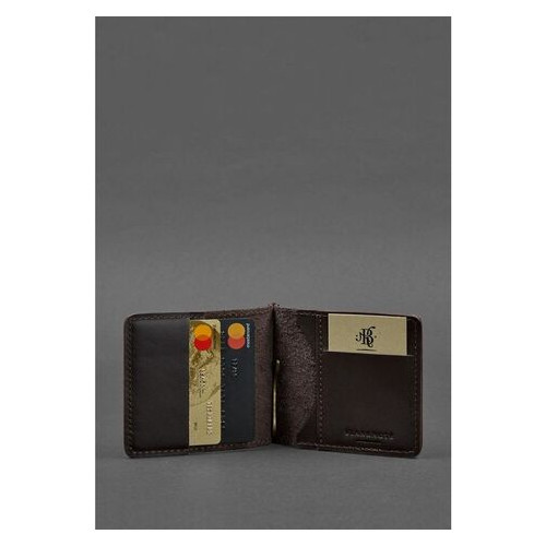 Чоловічий шкіряний портмоне коричневий 1.0 затискач для грошей BlankNote (BN-PM-1-choko) фото №3