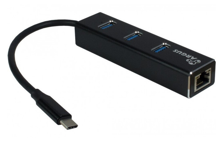 Адаптер Argus USB 2.0/3.0/Type C - RJ45 LAN c USB-хабом (IT-410)  фото №1