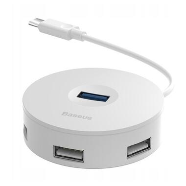 Адаптер USB Type-C Hub Baseus Round Box 5-in-1 0.12m (USB 2.0, USB 3.0, MicroUSB) (CAHUB-G02) Білий (CAHUB-G02) фото №1