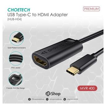 Адаптер Choetech USB Type C - HDMI (HUB-H04) фото №3