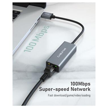 Мережевий адаптер Cabletime USB 100Mbps Ethernet, 0.15m, Space Grey (CB52G) фото №4