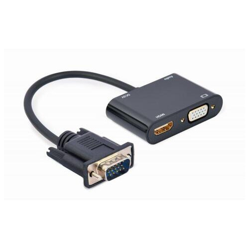 Адаптер Cablexpert (A-VGA-HDMI-02) VGA-HDMI/VGA Аудіо 3,5, 0.15м фото №1