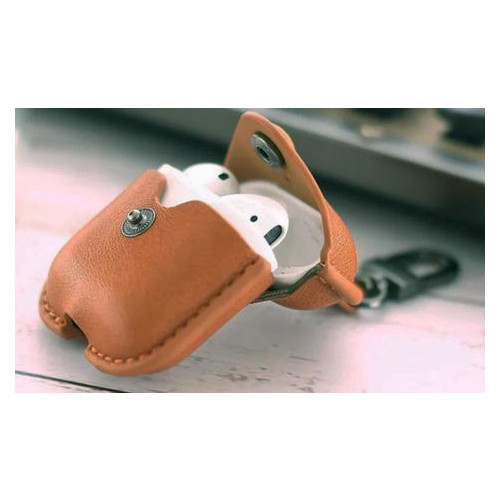 Шкіряний чохол Primo Hook для навушників Apple AirPods / AirPods 2019 - Light Brown фото №2