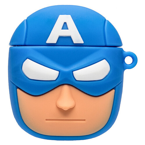 Силіконовий футляр Epik Marvel & DC series AirPods карабін Капітан Америка/Синій фото №1