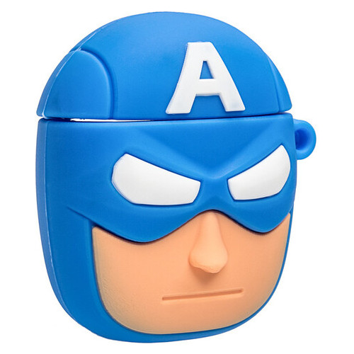 Силіконовий футляр Epik Marvel & DC series AirPods карабін Капітан Америка/Синій фото №3