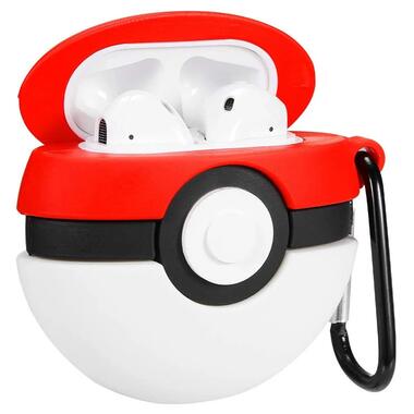 Силиконовый футляр Epik Pokemon series AirPods + карабин Покебол/Красно-белый фото №1