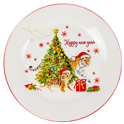 Тарілка керамічна Light House Merry christmas - білий тигр 21 см (858-0017) фото №1