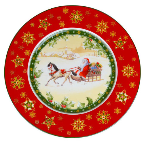 Тарілка фарфорова Light House Merry christmas - упряжка червона 21 см (986-033) фото №1