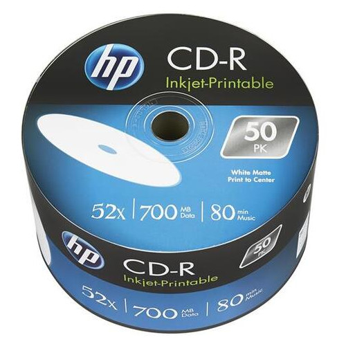 Комп'ютерні диски CD-R НР (69301/CRE00070WIP-33) 700MB 52x IJ Print без шпинделя 50 шт фото №1