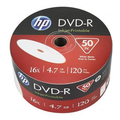 Диск DVD HP DVD R 4.7GB 16X IJ PRINT 50шт (69304/DRE00070WIP-3) фото №1