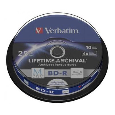Диски Verbatim M-Disc BD-R 25Gb 4x Cake Printable 10 шт (43825) фото №1