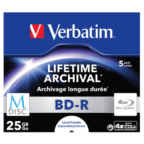 Диски Verbatim M-Disc BD-R 25Gb 4x Jewel Printable 5 шт (43823) фото №2