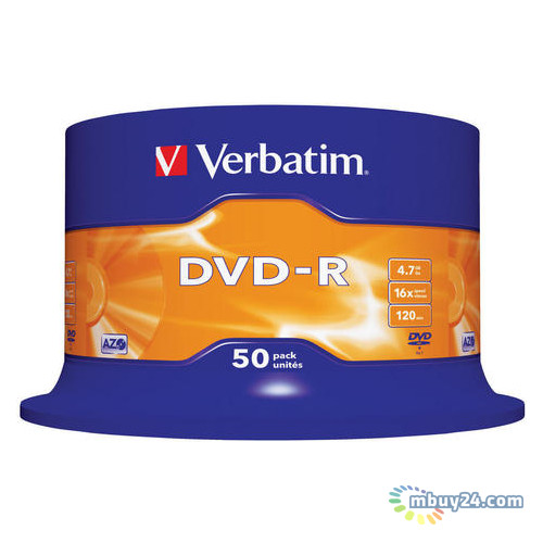 Диски Verbatim DVD-R 4,7GB 16x Шпиндель Упаковка 50шт (43548) фото №1