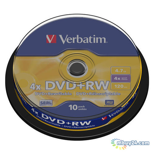 Диски Verbatim DVD RW 4,7GB 4x Cake Box 10шт (43488) фото №1