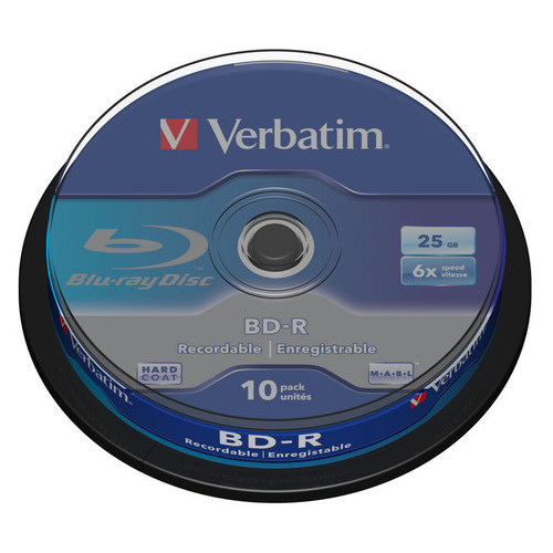 Диск Verbatim BD-R 25GB 6x Cake Box 10шт (43742) фото №1