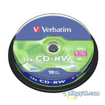 Диски Verbatim CD-RW 700MB 12x Cake Box 10шт (43480) фото №1