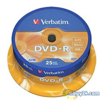 Диски Verbatim DVD-R 4,7GB 16x Spindle Packaging 25шт (43522) фото №1