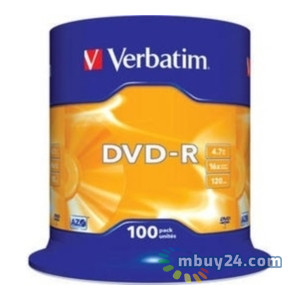 Диски Verbatim DVD-R 4,7GB 16x Spindle Packaging 100шт (43549) фото №1