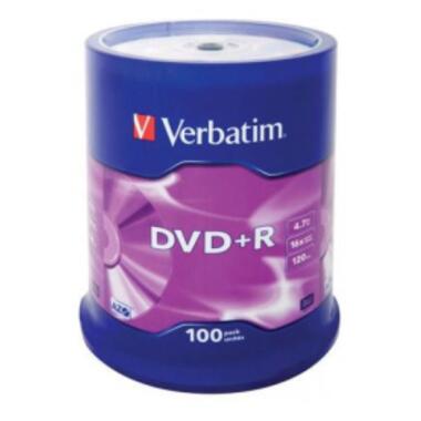 Диск Verbatim DVD R 4.7 ГБ/120 хв 16x Cake Box 100 шт Matt Silver (43551) фото №1